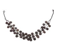 POPETPOP Bohemian Multi-layered Coconut Shell Beaded Statement Necklace for Women, Short Layered Wood Beads Necklace, Coffee Color Neck Decoration