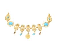POPETPOP Boho Crystal Headpiece Lightweight Alloy Forehead Chain Hair Accessory for Women Bridal Vintage Palace Style Headband Suitable for Daily Wear and Formal Events