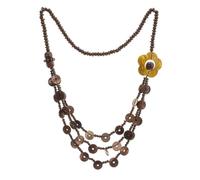 POPETPOP Boho Wooden Bead Necklace for Women Coconut Shells, Retro Handwoven Strand Beach Necklace, Elegant Bohemia Jewelry for Daily Wearing and Occasion