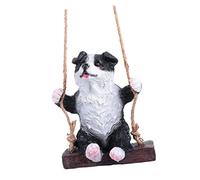 POPETPOP Border Collie Swing Statue Dog Figurines Ornaments Resin Dog Statue Attractive Yard Decor