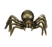 POPETPOP Brass Spider Desktop Ornament Japanese Style Fengshui Sculpture Miniature Artware with Lid and Saucer for Home Office Zen Garden Decoration