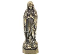 POPETPOP Brass Statue, Vintage Miniature Catholic Ornament, Small Religious Figurine for Home Office Decoration, Prayer Sculpture