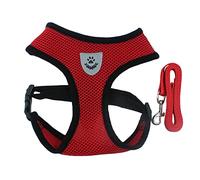 POPETPOP Breathable Mesh Dog Harness Vest with Leash Clips Adjustable No-pull Pet Vest for Small Dogs and Puppies Size s Red