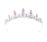POPETPOP Bridal Rhinestone Crown Tiara Headpiece with Alloy Base Silver Powder Crystal Wedding Hairband for Brides and Princess Party Accessory