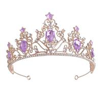POPETPOP Bride Crown Wedding Bridal Tiara Rhinestone Crown Zinc Alloy Purple Elegant Shape Creates Instant New Hairstyle Comfortable Wearing Experience Suitable for Wedding Party