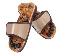 POPETPOP Brown Pebble Sole Foot Massage Slippers, Size 41-42, Acupressure Foot Therapy Shoes for Men and Women, Suitable for Home and Outdoor