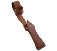 POPETPOP Brown PU Leather Folding Fan Pouch with Belt Clip Holder Case | Scratch Protection, Profile, Hands Free Carry, Single Handed Access, Markets and Outdoor Use