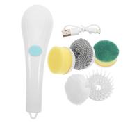 POPETPOP Brush for Electric with Cordless Rotating Cleaning 5-in-1 Replaceable Heads, Powerful Scrubber Household Sinks for Bathroom, Kitchen, and Shower Tiles