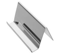 POPETPOP Business Card Holder with Slanted Groove Stainless Steel | Silver Polished Mirror Finish, Modern Minimalistic Design, Suitable for Front Desks and Meeting Rooms