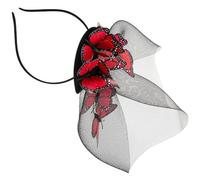 POPETPOP Butterfly Fascinator Headband for Women with Red Mesh Veil and Plastic Frame, Elegant and Delicate Design, for Tea Party or Engagement Party, Creates Instant Stunning Hairstyle,