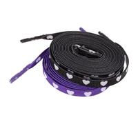 POPETPOP Canvas Flat Shoe Laces 2 Pairs Heart Pattern 7Mm 100Cm for Trainers and Casual Shoes Black and Purple