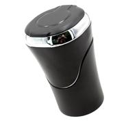 POPETPOP Car Ashtray with Lid and LED Light Cigar Ashtray for Car Supplies Abs Stainless Steel Ash Container Easy Clean Cup Holder Design Black