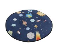 POPETPOP Cartoon round Carpet Planets Pattern for Room, Polyester Fiber Material Comfortable Touch and Decorative Style, for Living Room Or Housewarming