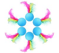 POPETPOP Cat Ball Toys with Feathers Interactive Golf Sponge Balls Assorted Kitten Squeaky Chasing Toy Pack of 24