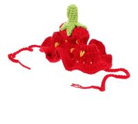 POPETPOP Cat Dog Strawberry Hats, Crochet Pet Hats Christmas Party Dog Cat Hat Puppy Costume Strawberry Headdress Cosplay Headgears for Christmas Party Hair Accessories Red