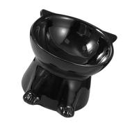 POPETPOP Cat Food Bowl Elevated Pet Feeder Stand Sturdy Ceramic Comfortable Eating Easy to Clean Prevents Spills Raised Bowl Portion Control for Healthy Feeding