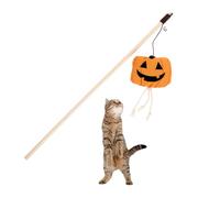 POPETPOP Cat Teaser Funny Teasing Cat Stick Cat Toys Cat Teasing Toy Pet Teaser Toys Teasing Swings for Pet Cat Toy Wand Dog Teaser Wand Kitten Teaser Wooden Stick Fishing Rod Halloween