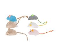 POPETPOP Catnip Toys 6 Pack Plush Simulation Mouse Toys Pet Plaything Random Color