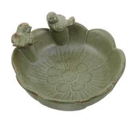 POPETPOP Ceramic Bird Bath Shallow Ground Bird Bath Bowl for Small Garden Areas and Table Weather Resistant for Bees Outdoors