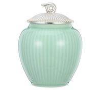 POPETPOP Ceramic Candy Jar and Loose Tea Canister with 238ml Capacity, Green Colour, Easy to Clean and Good Sealing, for Storing Loose Tea and Beans in Kitchen