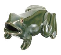 POPETPOP Ceramic Frog Ornament with Water Spout for Garden Pond Fish Tank and Home Decor Handmade Ceramic Fountain Frog Water Feature 4.3X3.5X2.8 Inch