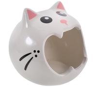 POPETPOP Ceramic Hamster House and Guinea Pig Hideout, Multi-purpose Mini Nest with Easy to Carry Design, White Cooling Pet Shelter for Small Animals in Summer