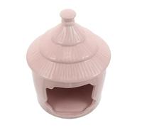 POPETPOP Ceramic Small Animal Hideout House Pink Palace Roof