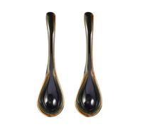POPETPOP Ceramic Soup Spoons Kitchen Utensils Sturdy and Comfortable to Use 2pcs for Home Kitchen and Restaurant Serving and Stirring
