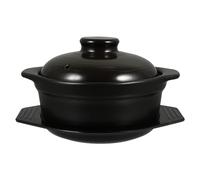 POPETPOP Ceramic Stew Pot with Lid 18.5cm Small Earthenware Cooking Pot Professional Kitchen Cookware for Household Soup and Hotpot Cooking