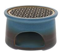 POPETPOP Ceramic Teapot Warmer Black Pottery Candle Holder Large Tealight Wax Melting Base for Tea Warmer Home Kitchen Accessory