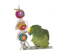 POPETPOP Chew Toy for Parrots Natural Sepak Takraw Bird Toy for African Grey Macaws Parakeets