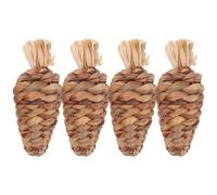 POPETPOP Chew Toys Teeth Cleaning and Keeps Pets Active Natural Water Grass Material Carrot Shaped 4pcs for Rabbits and Small Furry Animals for Cage Use