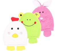 POPETPOP Children's Bath Exfoliating Gloves Cartoon Design Soft Fabric Material Gentle Skin Care for Baby Bathing and Scrubbing in Daily Use Style
