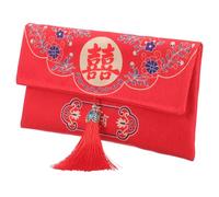 POPETPOP Chinese Wedding Red Envelope Large Fabric Money Packet with Embroidery, Wear-resistant Chinese Style Red Packet for Bridal, Creative High-grade Wedding Money Bag for Celebrations