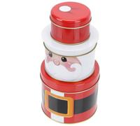 POPETPOP Christmas Candy Box Tinplate Can with 3d Santa Claus Design, Enough Capacity Holiday Treats Container for Shopping Mall and Shop Use, Christmas Themed Gift Packaging Box