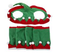 POPETPOP Christmas Horse Costume Accessories Set with 1 Elf Hat and 4 Leg Wraps, Holiday Horse Leg Guards for Parade and Training, Xmas Party Equine Decor
