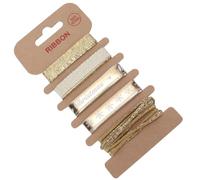 POPETPOP Christmas Ribbons Set 1m with 5 Patterns Golden Polyester Ribbon for Decorating Balloon and Bouquet, Easy to Cut for Arts and Crafts Project Holiday Party Decoration