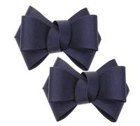 POPETPOP Classic Navy Blue Grosgrain Fabric Bow Shoe Clips 1 Pair Decorative Shoe Buckles Charms for Women’s Flats and Heels for Daily and Party Wear