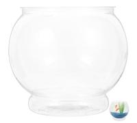 POPETPOP Clear Small Desktop Fish Bowl Aquarium Tank Transparent Plastic Decorative Fish Tank for Goldfish and Tortoises Compact Round Fishbowl for Office and Home Display