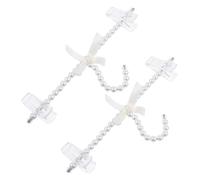 POPETPOP Clothes Hangers in Original Shape with Bowknot Decor White Pearl 2pcs Plastic Pants Hanger and Maximizes Closet Storage Space for Dresses and Clothes for Homes and Clothing Shops