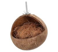 POPETPOP Coconut Shell Bird Nest for Parrots Breeding Nest and Bird Bed Crafted Natural Coconuts for Cage Accessories