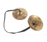 POPETPOP Copper Finger Cymbals with Band Ethnic Dance Instrument Accessory for Spiritual Yoga and Tibetan Rituals Brass Zills for Folk Music and Party Performances
