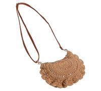 POPETPOP Cotton Woven Crossbody Bag Small Handwoven Shoulder Purse Hollow Beach Bag for Women Summer Holiday Tote