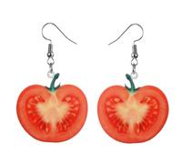 POPETPOP Creative Fashion Fruit Charm Ear Jewelry Red Tomato Shaped for Women Acrylic Earrings with Delicate Design Suitable for Party and Banquet