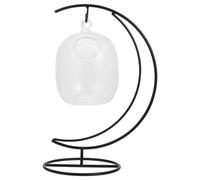 POPETPOP Creative Hanging Glass Wine Cup with Thick Iron Frame, Safe and Sturdy Material, for Home Use and Table Decoration, Black Hanging Bottle Design for Stylish Cocktail and Drinkware