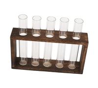 POPETPOP Creative Hydroponic Test Tube Vase with Wooden Stand Propagation Station for Home and Office Decor Durable Glass Container for Indoor Plants