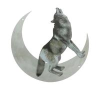 POPETPOP Creative Iron Wolf Moon Wall Hanging Decoration, 30x30cm Outdoor and Indoor Pendant with Realistic Look, Not Easy to Fade Or Deform, Unique Home Wall Sculpture for Garden