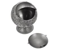 POPETPOP Creative Retro Spherical Metal Ashtray with Lid, Household Cigarettes Ash Container, Delicate Design for Home Or Office Use, Vintage Style Smokeless Indoor Ashtray