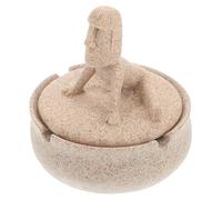 POPETPOP Creative round Resin Yoga Stone Ashtray with Windproof Lid, Easy to Clean Decorative Ash Holder for Living Room and Home Use, Stylish and Unique Design for Smokers