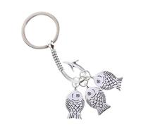 POPETPOP Creative Silver Alloy Fish Hook Keychain Pendant Comfortable Hand Feeling and Multifunctional Design, for Car Keys and Bags a Father's Day